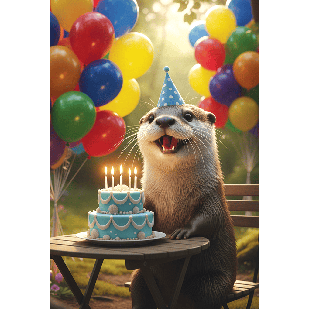 Otter birthday card from Cardmore featuring lenticular design with playful otter illustration, perfect for celebrating special occasions.